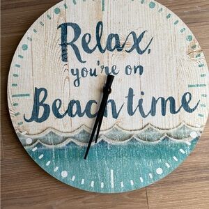 Beach Time Wall Clock - Teal and Cream